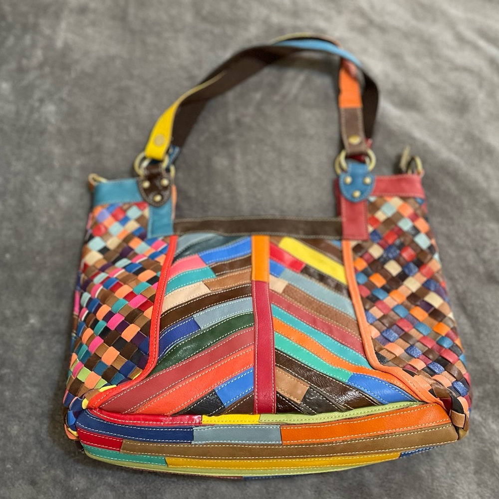 Ameri Leather Shoulder Bag Multi-Colored Purse Ha… - image 8